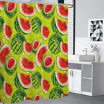 Lime Green Watermelon Pattern Print Premium Shower Curtain