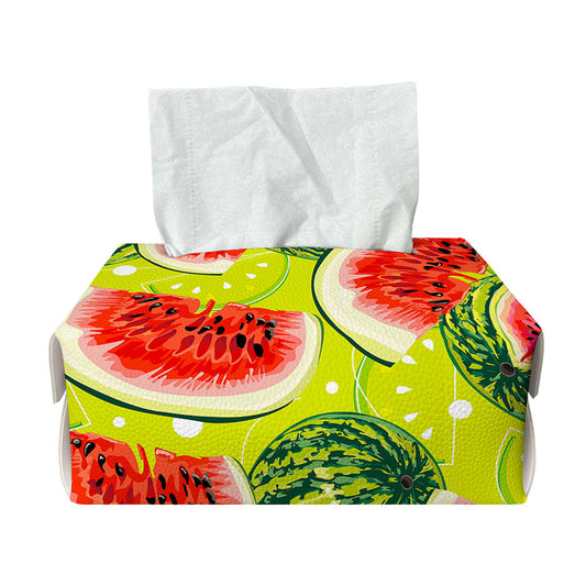 Lime Green Watermelon Pattern Print Rectangle Tissue Box Cover