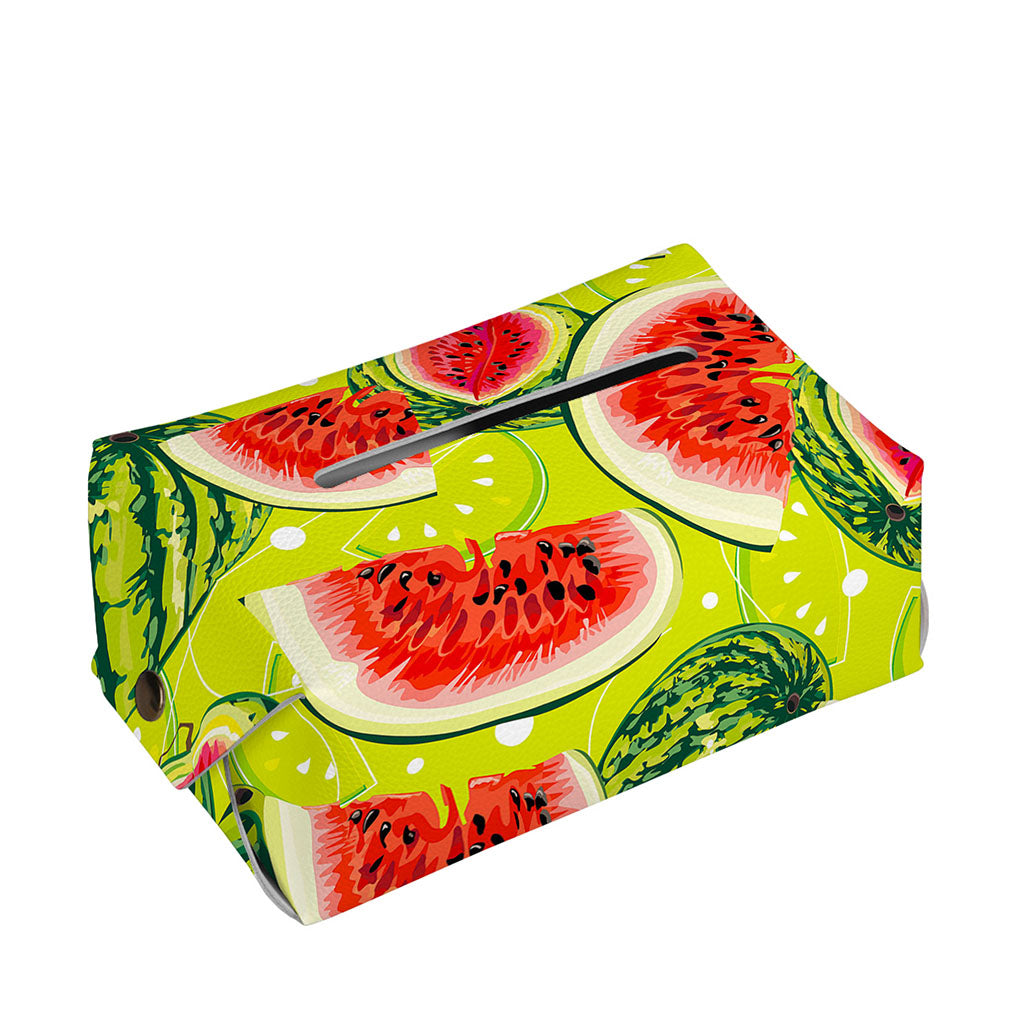 Lime Green Watermelon Pattern Print Rectangle Tissue Box Cover