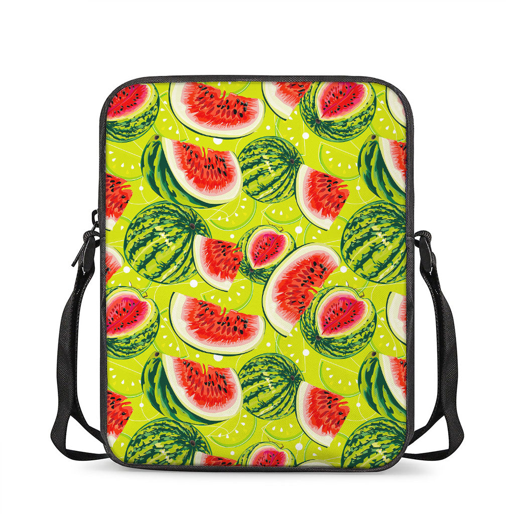 Lime Green Watermelon Pattern Print Rectangular Crossbody Bag