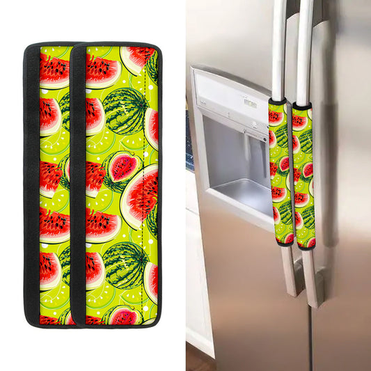 Lime Green Watermelon Pattern Print Refrigerator Handle Covers
