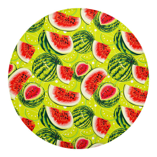 Lime Green Watermelon Pattern Print Round Blanket
