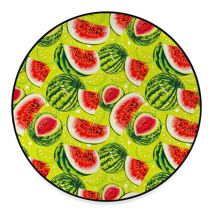 Lime Green Watermelon Pattern Print Round Floor Mat