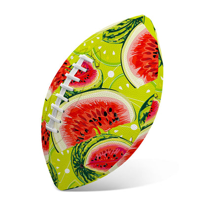 Lime Green Watermelon Pattern Print Rugby Ball