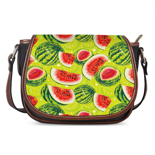 Lime Green Watermelon Pattern Print Saddle Bag