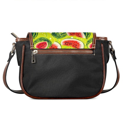 Lime Green Watermelon Pattern Print Saddle Bag