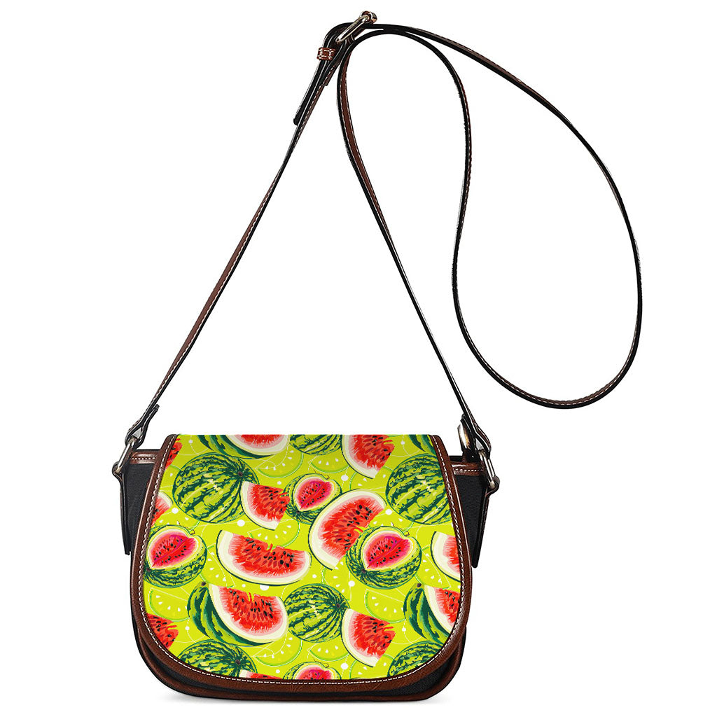 Lime Green Watermelon Pattern Print Saddle Bag