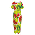 Lime Green Watermelon Pattern Print Short Sleeve Long Nightdress