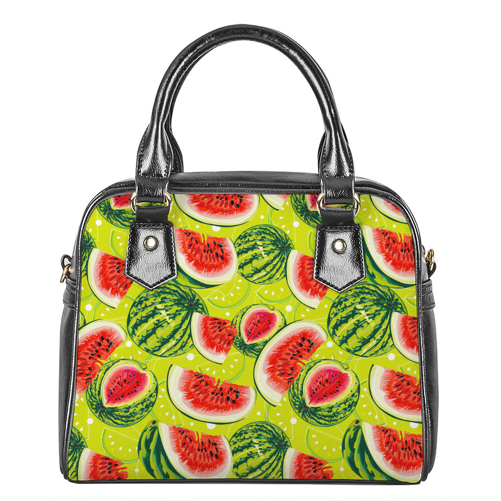 Lime Green Watermelon Pattern Print Shoulder Handbag