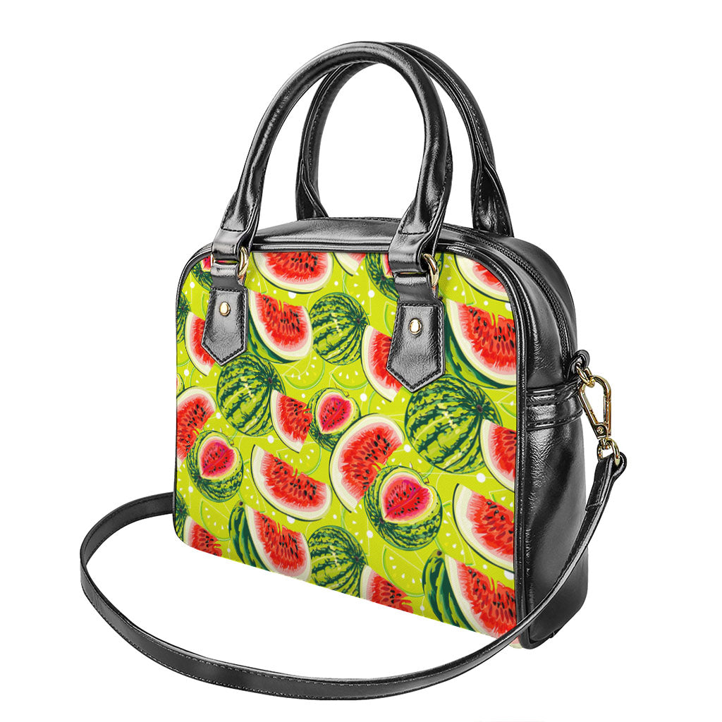 Lime Green Watermelon Pattern Print Shoulder Handbag