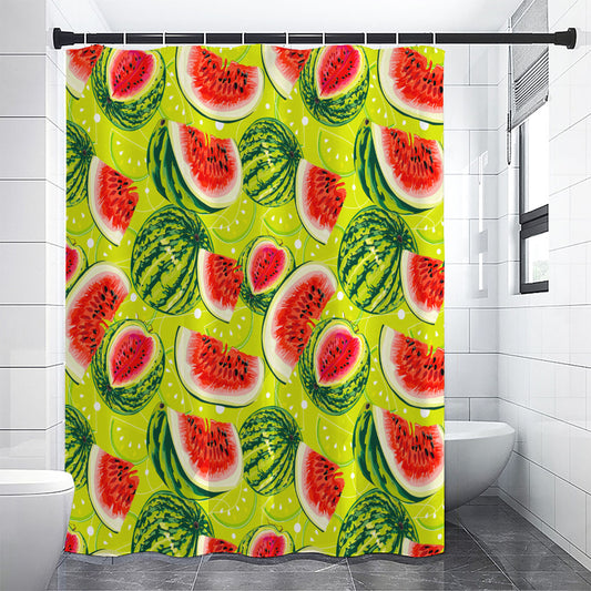 Lime Green Watermelon Pattern Print Shower Curtain