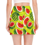 Lime Green Watermelon Pattern Print Side Slit Mini Skirt