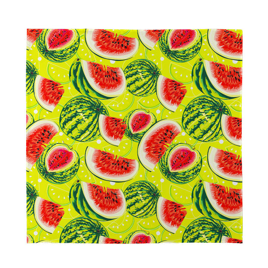 Lime Green Watermelon Pattern Print Silk Bandana
