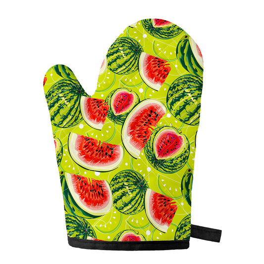 Lime Green Watermelon Pattern Print Single Oven Mitt