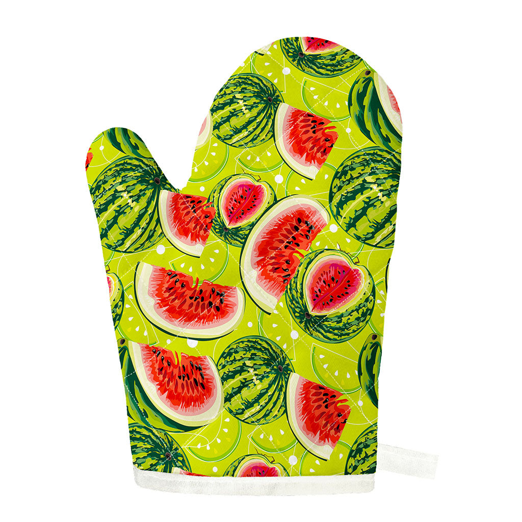 Lime Green Watermelon Pattern Print Single Oven Mitt