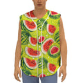 Lime Green Watermelon Pattern Print Sleeveless Baseball Jersey