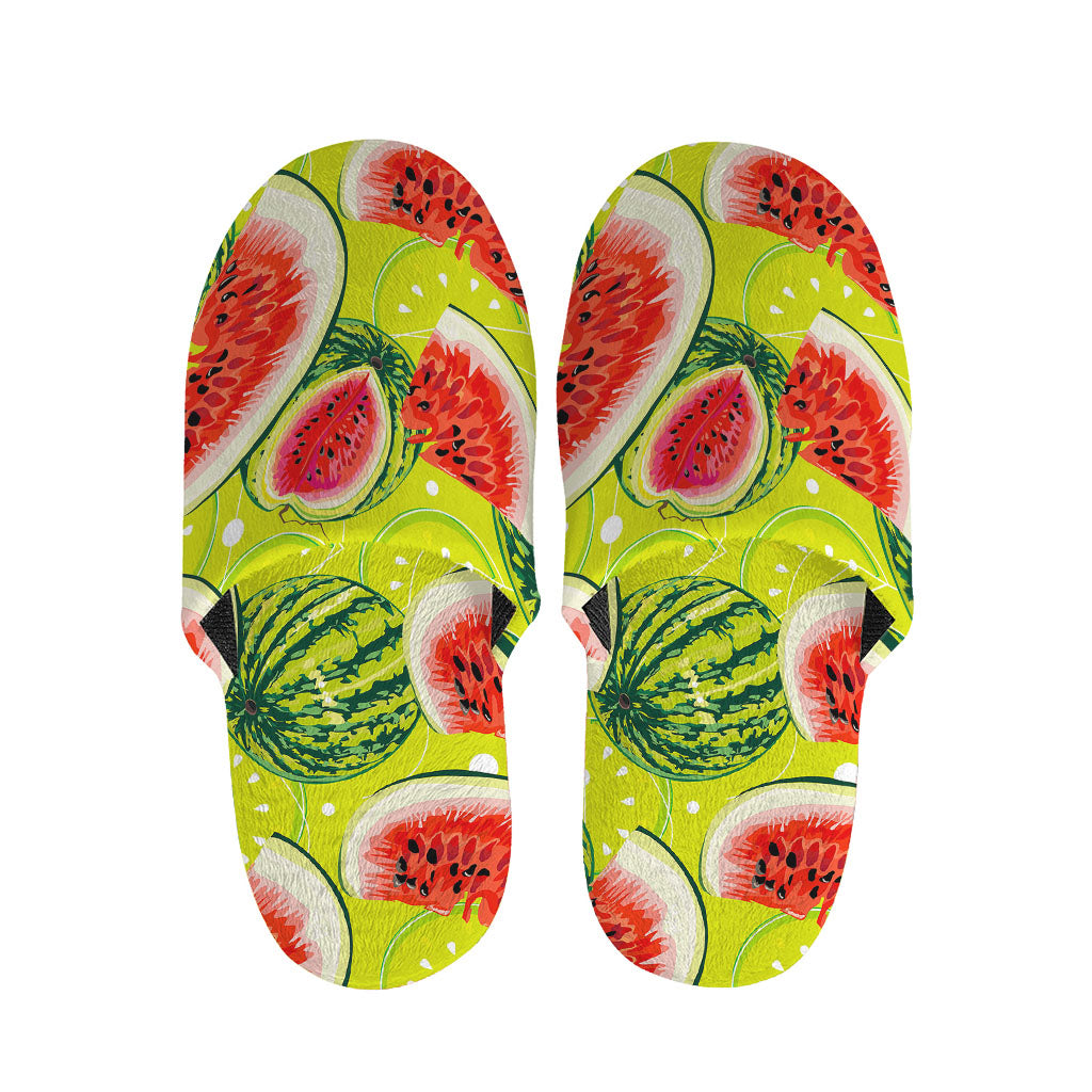 Lime Green Watermelon Pattern Print Slippers