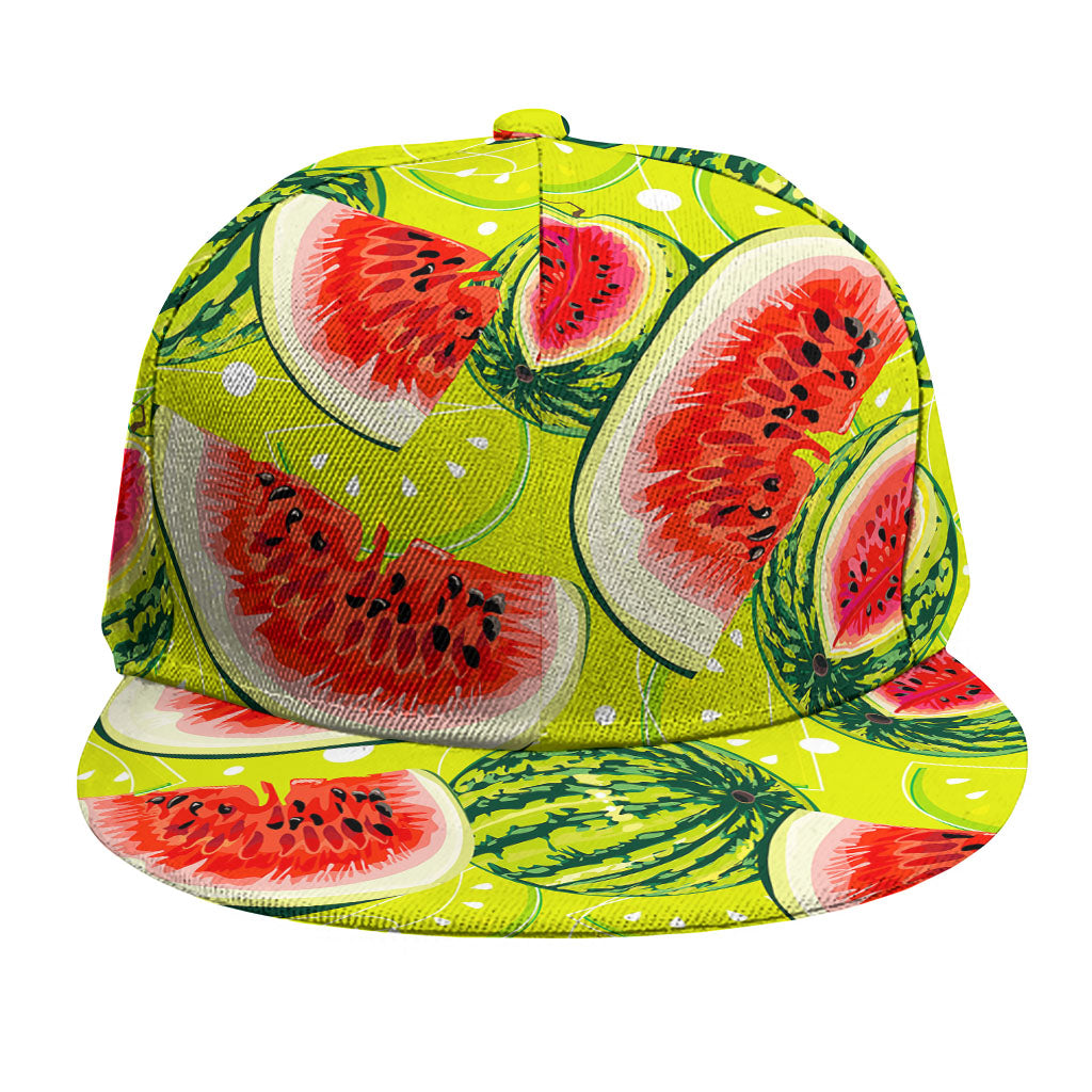 Lime Green Watermelon Pattern Print Snapback Cap