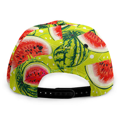 Lime Green Watermelon Pattern Print Snapback Cap