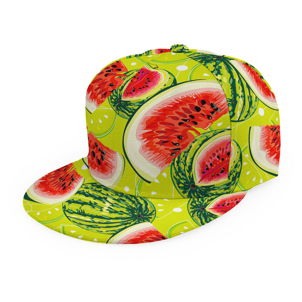 Lime Green Watermelon Pattern Print Snapback Cap