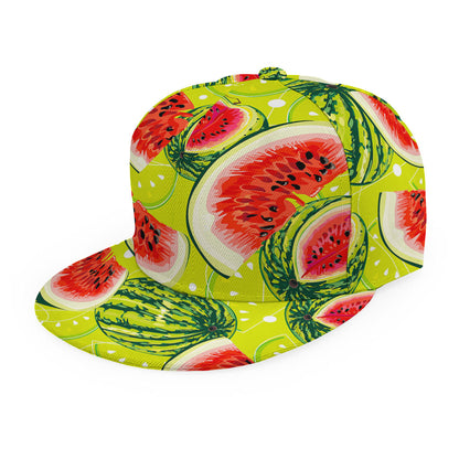 Lime Green Watermelon Pattern Print Snapback Cap