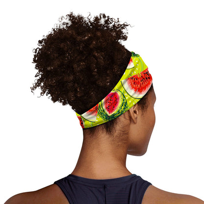 Lime Green Watermelon Pattern Print Sports Headband