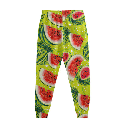Lime Green Watermelon Pattern Print Sweatpants