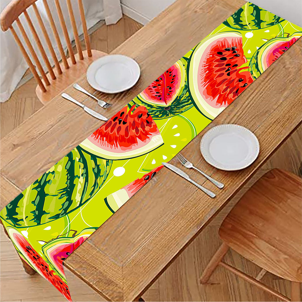 Lime Green Watermelon Pattern Print Table Runner