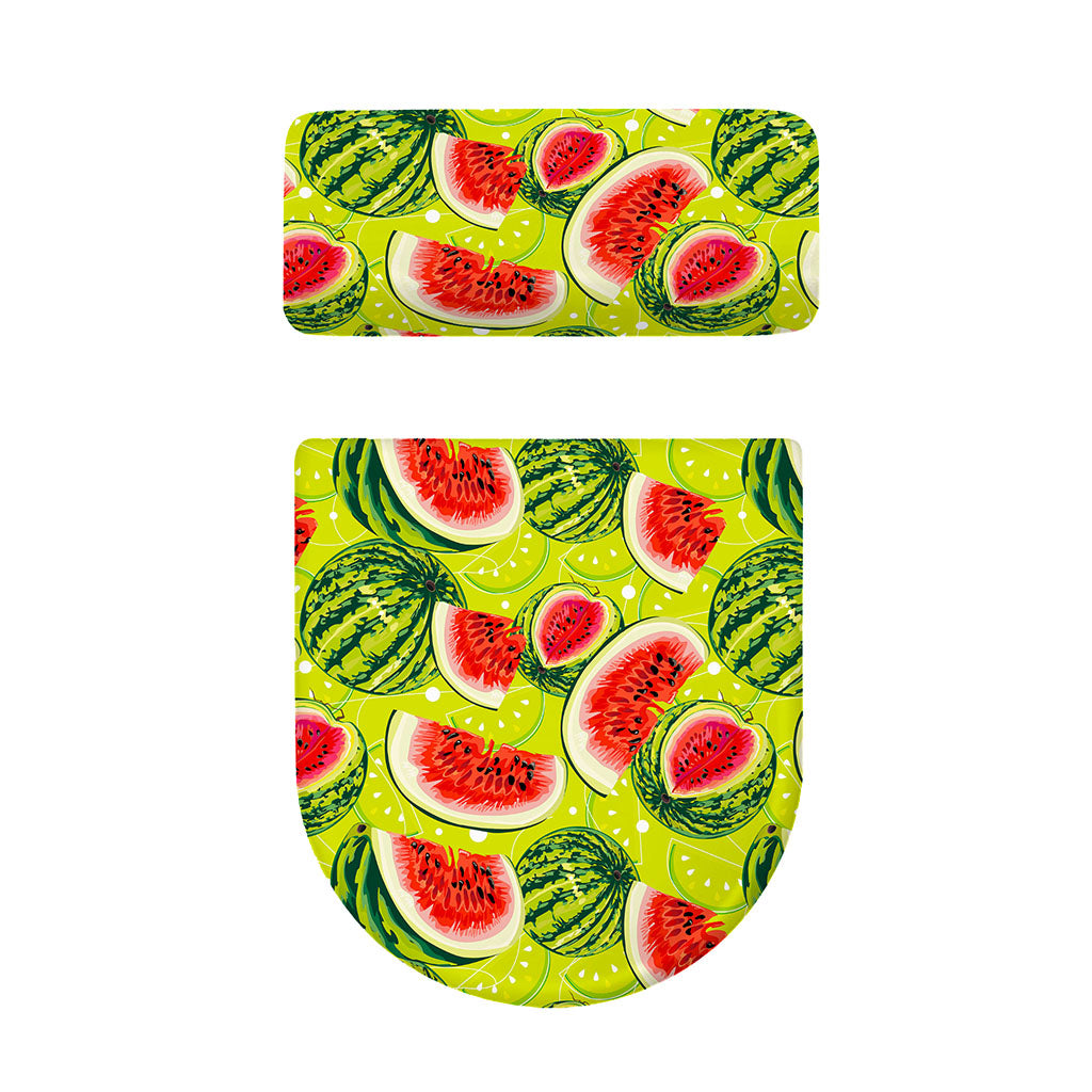 Lime Green Watermelon Pattern Print Toilet Lid And Tank Cover Set