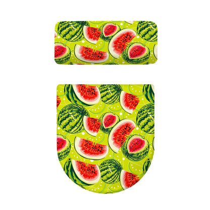 Lime Green Watermelon Pattern Print Toilet Lid And Tank Cover Set