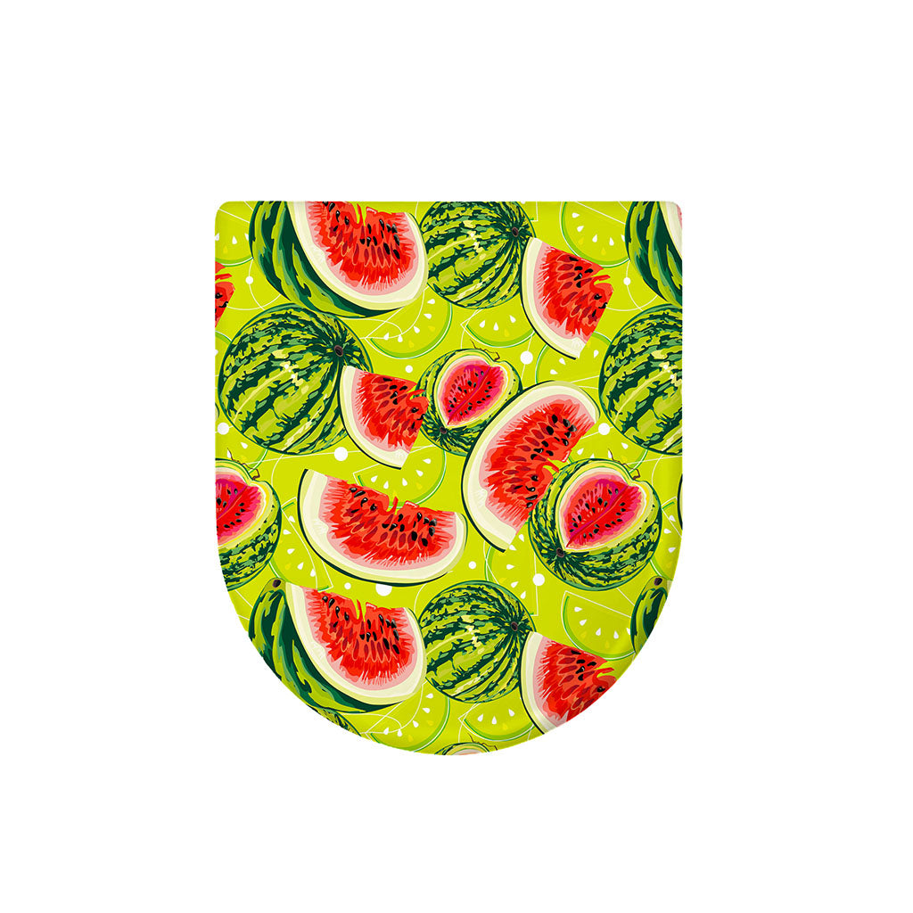 Lime Green Watermelon Pattern Print Toilet Lid Cover