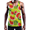 Lime Green Watermelon Pattern Print Men's Workout Tank Top