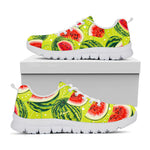 Lime Green Watermelon Pattern Print White Running Shoes