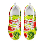 Lime Green Watermelon Pattern Print White Running Shoes