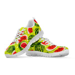 Lime Green Watermelon Pattern Print White Running Shoes
