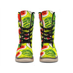 Lime Green Watermelon Pattern Print Winter Boots