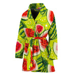 Lime Green Watermelon Pattern Print Women's Bathrobe