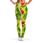 Lime Green Watermelon Pattern Print Women's Leggings