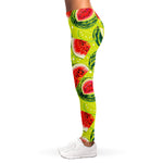 Lime Green Watermelon Pattern Print Women's Leggings