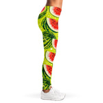 Lime Green Watermelon Pattern Print Women's Leggings