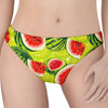 Lime Green Watermelon Pattern Print Women's Thong