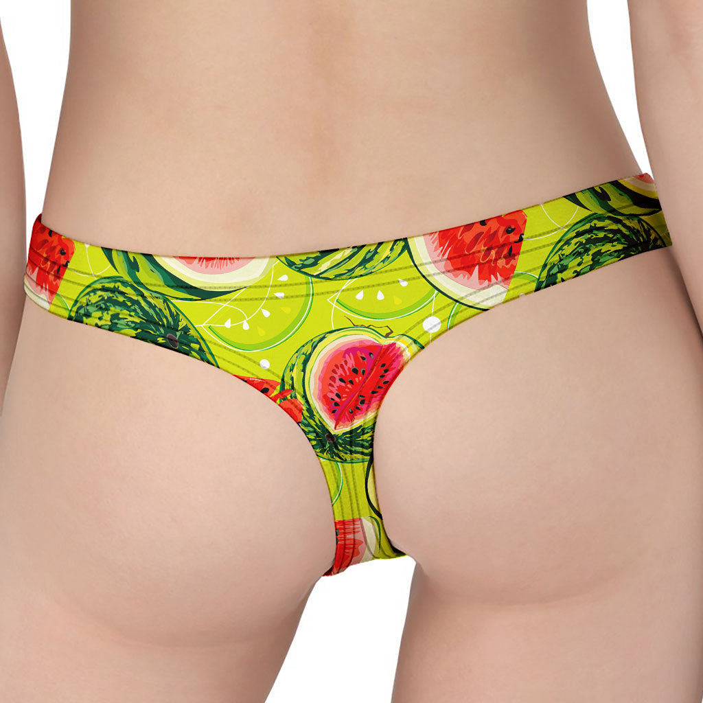 Lime Green Watermelon Pattern Print Women's Thong