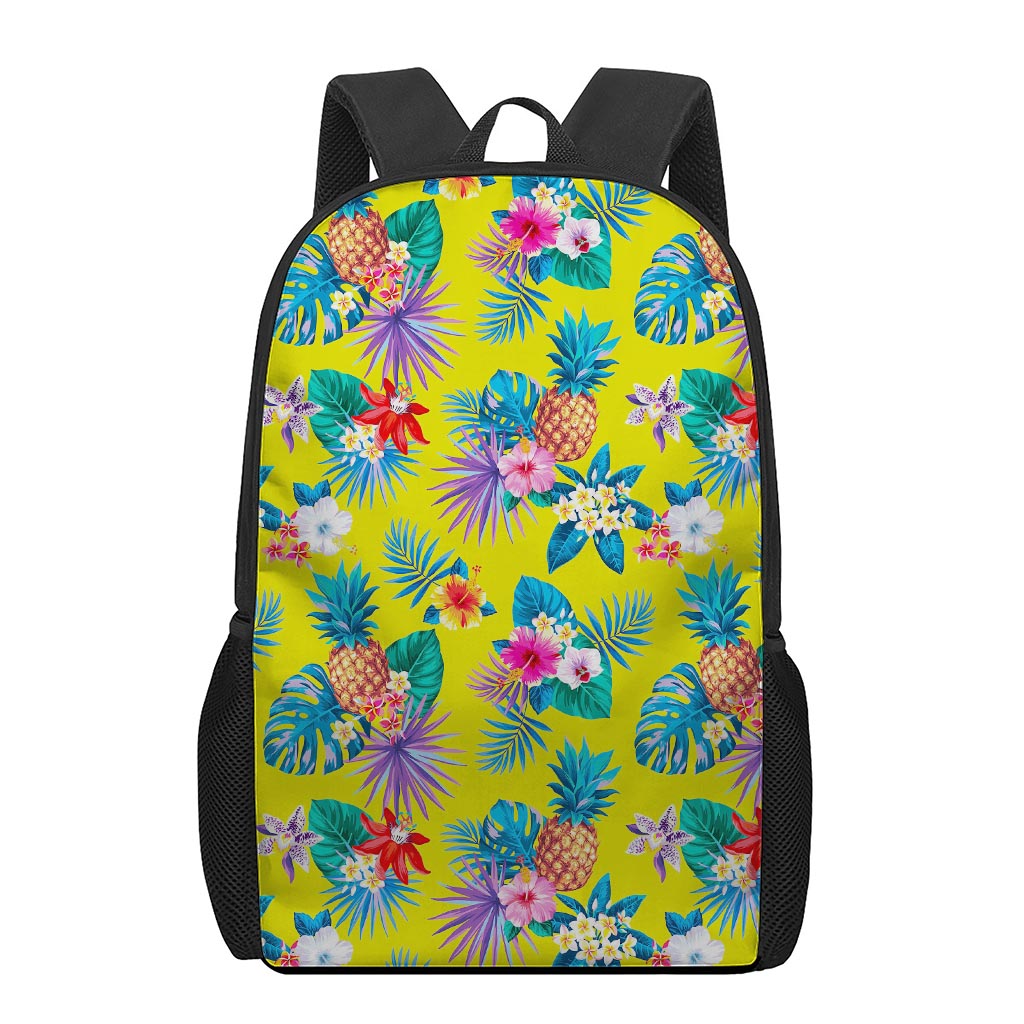Lime Hawaiian Pineapple Pattern Print 17 Inch Backpack