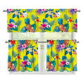 Lime Hawaiian Pineapple Pattern Print 3 Piece Kitchen Curtains
