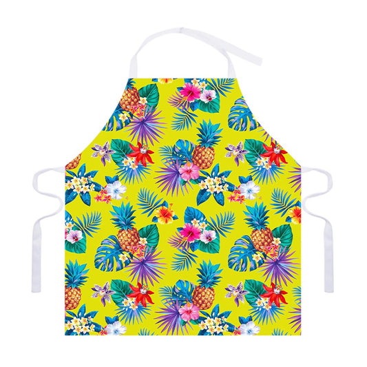 Lime Hawaiian Pineapple Pattern Print Adjustable Apron