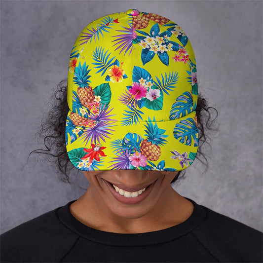 Lime Hawaiian Pineapple Pattern Print Baseball Cap