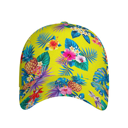 Lime Hawaiian Pineapple Pattern Print Baseball Cap