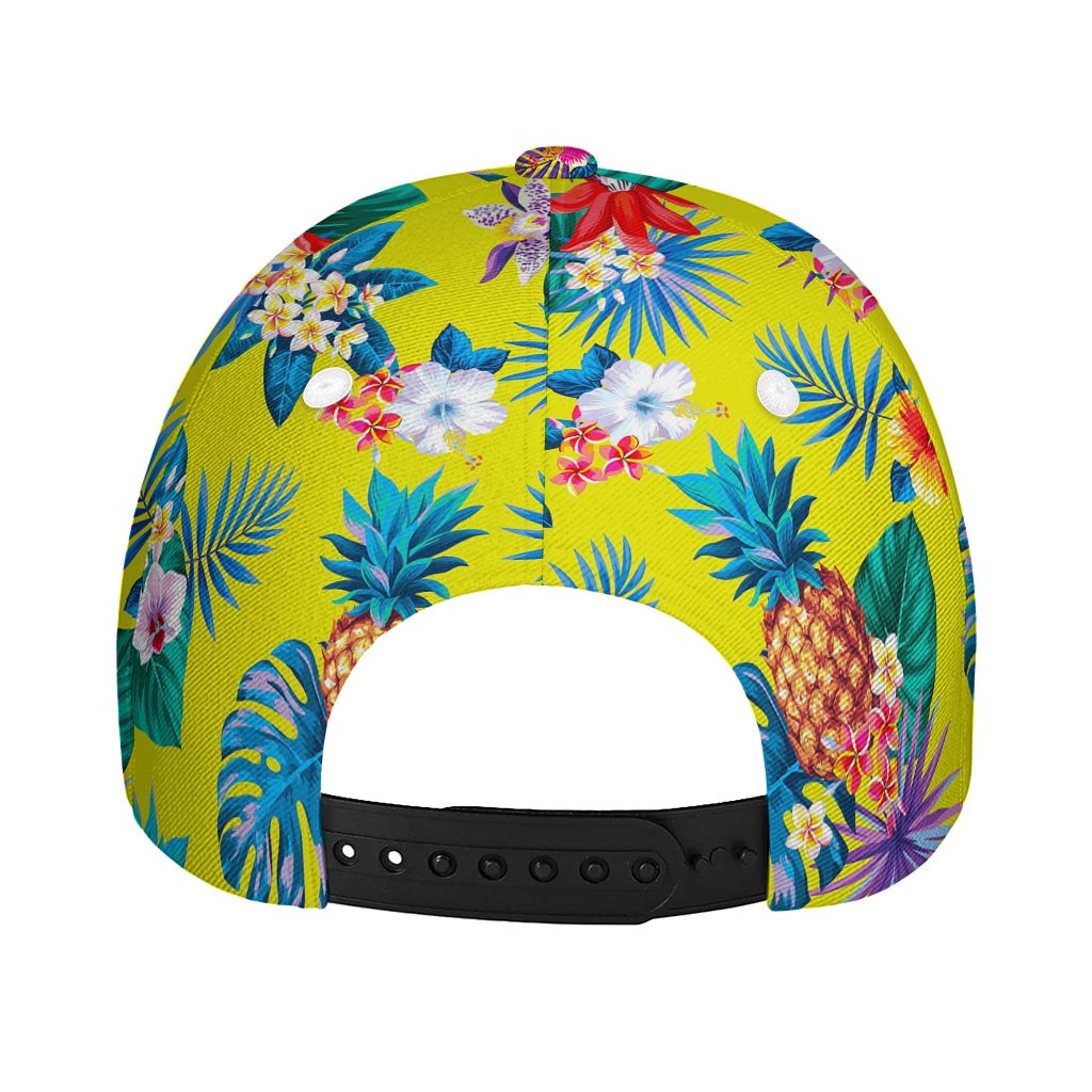 Lime Hawaiian Pineapple Pattern Print Baseball Cap