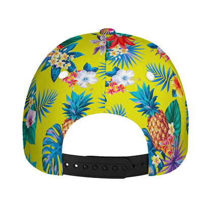 Lime Hawaiian Pineapple Pattern Print Baseball Cap