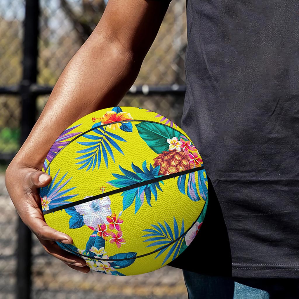 Lime Hawaiian Pineapple Pattern Print Basketball